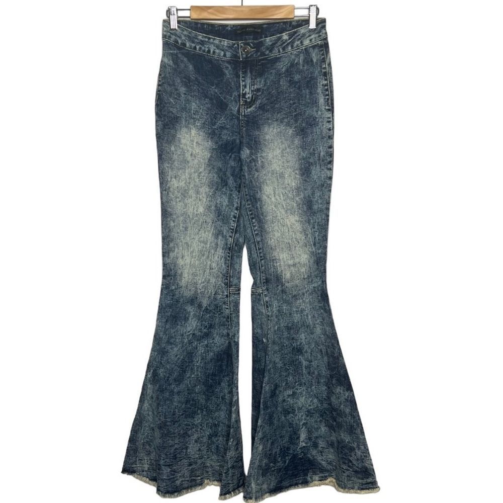 Traffic Jeans Wear High Waisted Acid Washed Flare Jeans